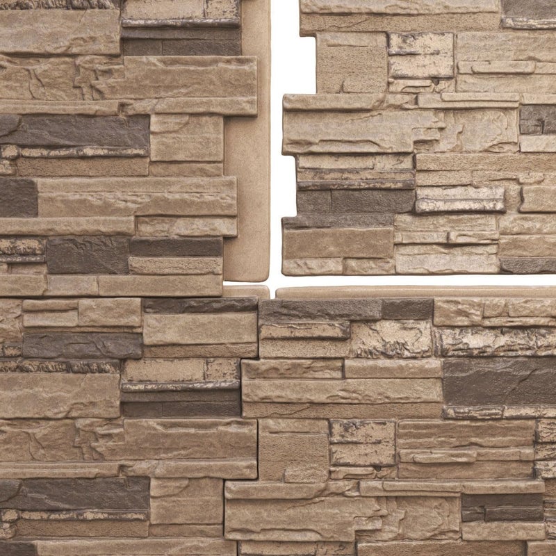 Ekena Millwork 48 5/8"W x 24 3/4"H x 1 1/4"D Cascade Stacked Stone, StoneWall Faux Stone Siding Panel, Smokey Ridge - Image 4
